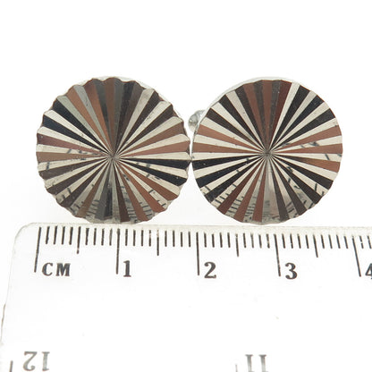 925 Sterling Silver Vintage P.R.K. Modernist Round Cufflinks