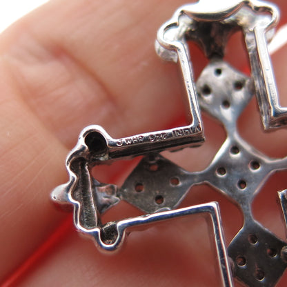 JANE SEYMOUR 925 Sterling Silver Real Diamond Cross Fleur de Lis Slide Pendant