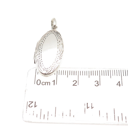 925 Sterling Silver Vintage Engraved Oval Locket Charm Pendant