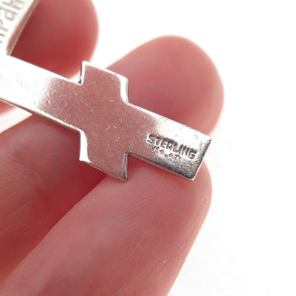 925 Sterling Silver Antique Art Deco Save & Protect Orthodox Cross Charm Pendant