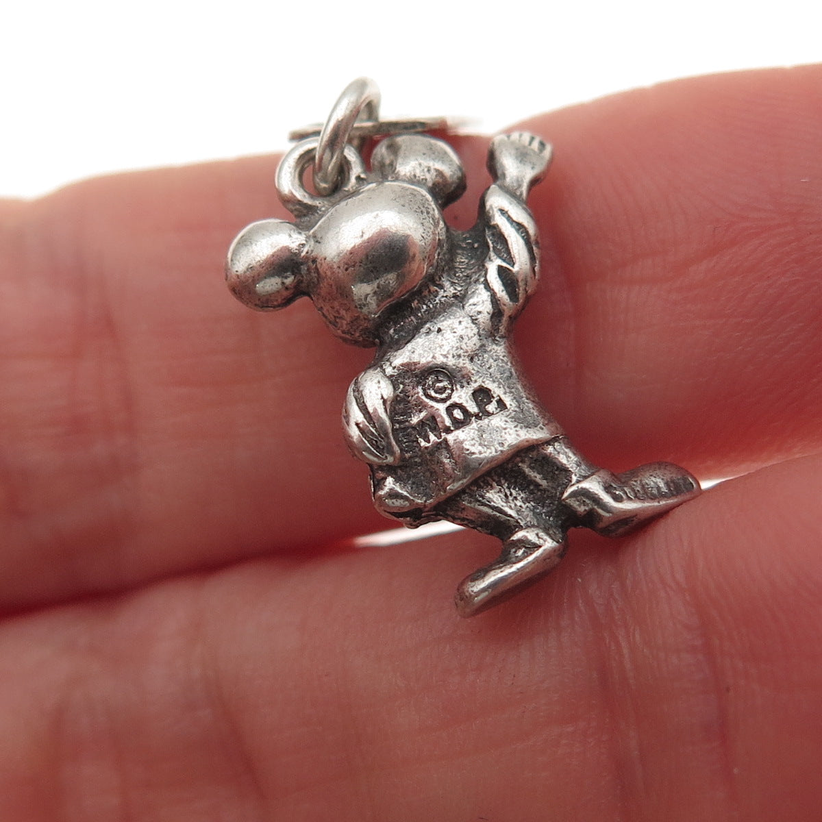 Walt Disney 925 Sterling Silver Vintage Mickey Mouse Oxidized 3D Charm Pendant