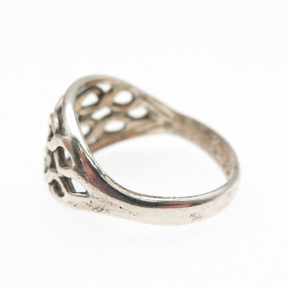 925 Sterling Silver Vintage Woven Oxidized Ring Size 6