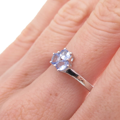 925 Sterling Silver Real Oval-Cut Tanzanite Ring Size 8.25