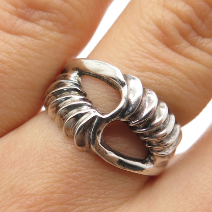 925 Sterling Silver Vintage Modernist Infinity Oxidized Ring Size 7