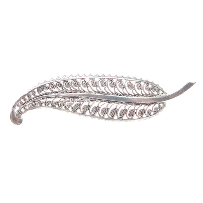 ALICE CAVINESS 925 Sterling Silver Antique Germany Feather Filigree Pin Brooch
