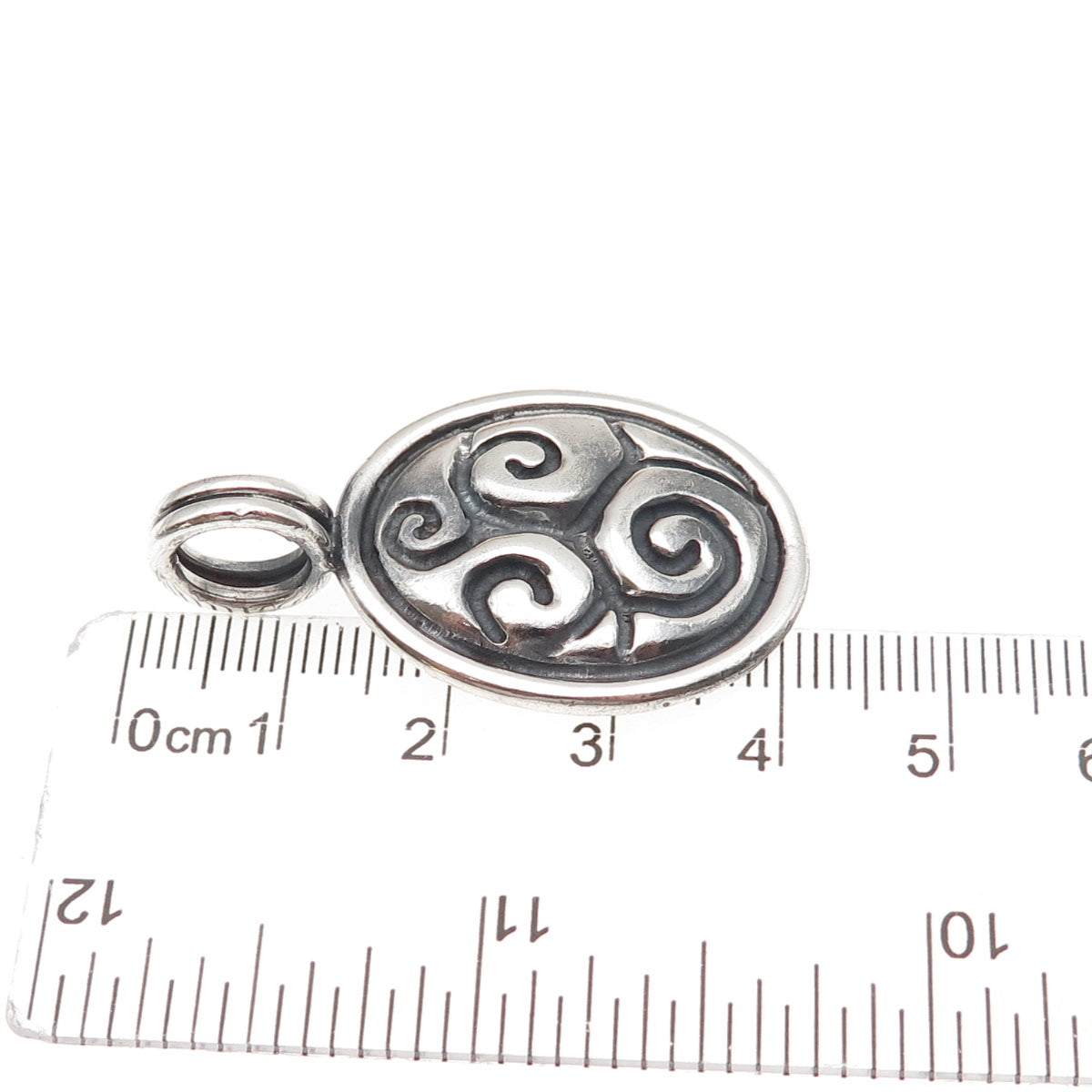 925 Sterling Silver Vintage Modernist Triskelion Oxidized Charm Pendant