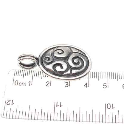 925 Sterling Silver Vintage Modernist Triskelion Oxidized Charm Pendant