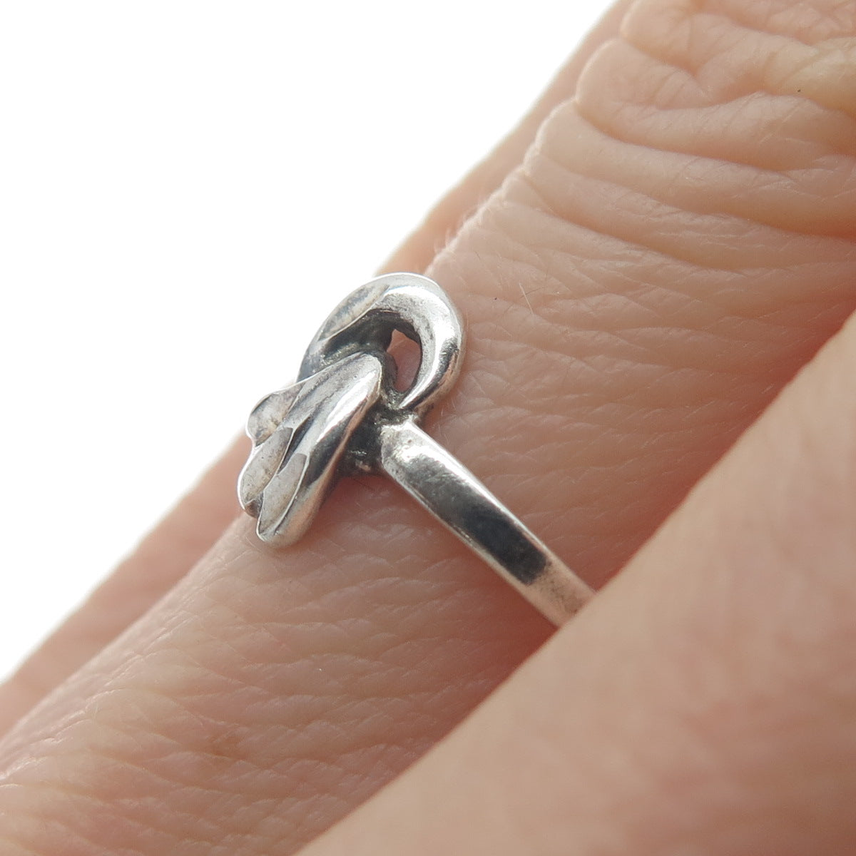 925 Sterling Silver Vintage Hook & Eye Modernist Ring Size 6