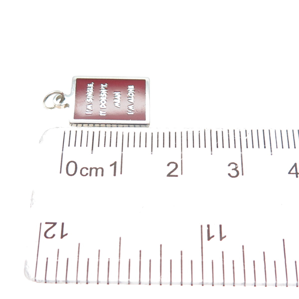 925 Sterling Red Enamel I'm Single It Doesn't Mean I'm Alone Minimalist Pendant