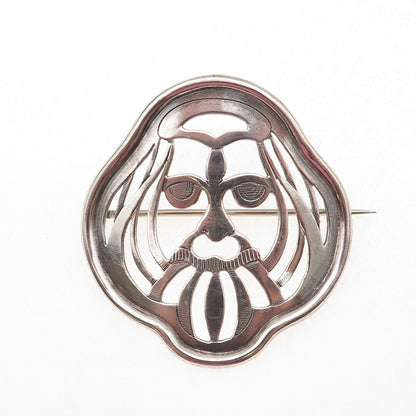 Simons Brothers 925 Sterling Antique Art Deco Lion Modernist Oxidized Pin Brooch