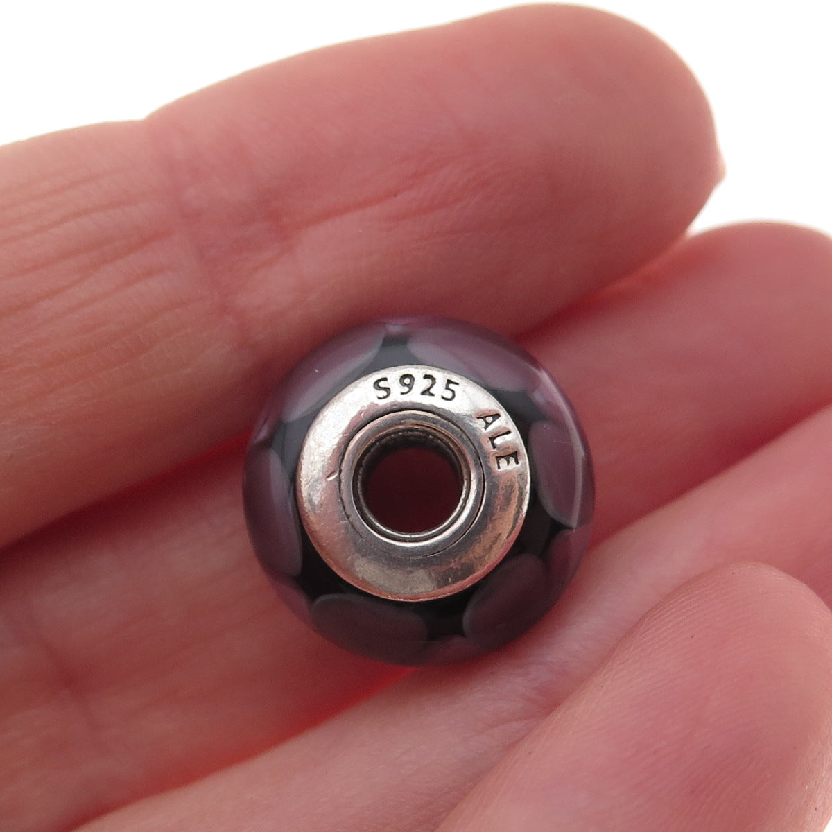 Pandora 925 Sterling Silver Murano Glass Slide Bead Charm