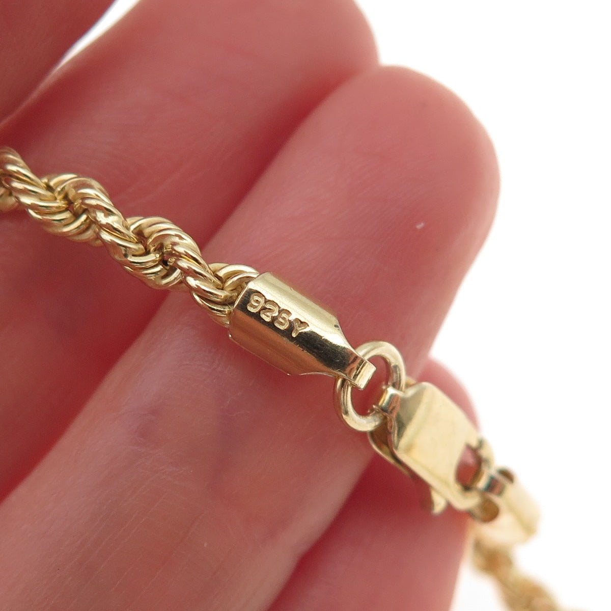925 Sterling Silver Gold Plated Twisted Rope Chain Necklace 24"