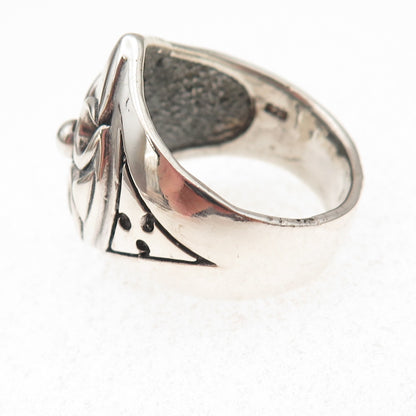 925 Sterling Silver Vintage Cross Oxidized Ring Size 11.25