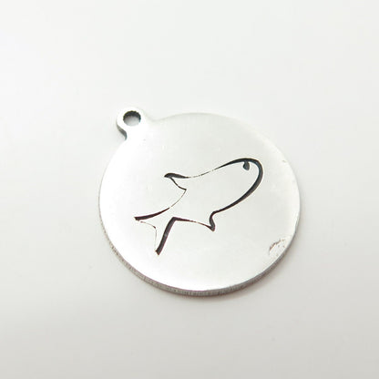 925 Sterling Silver USA Two In Town Shark Charm Pendant