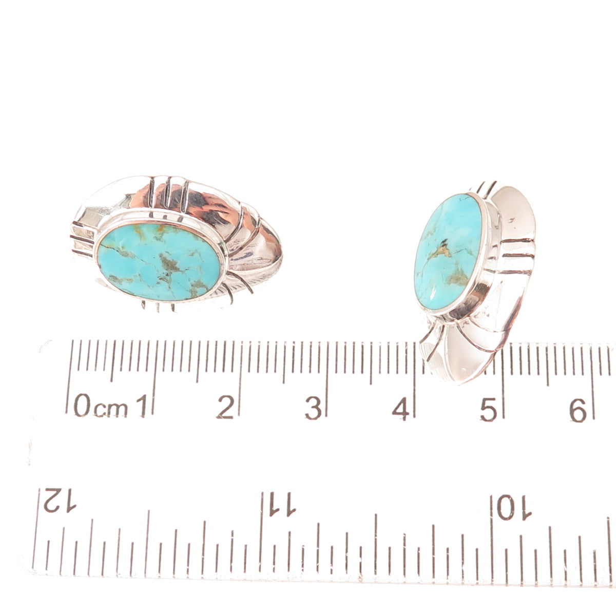Bocco 925 Sterling Silver Vintage Real Turquoise Modernist Oxidized Earrings