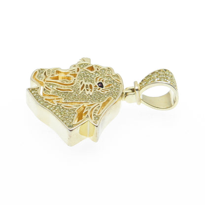 925 Sterling Silver Gold Plated Real Round-Cut Ruby & C Z Panther Pendant