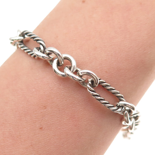 David Yurman 925 Sterling Silver 18K Gold Vintage Bow Charm Bracelet 6.75"