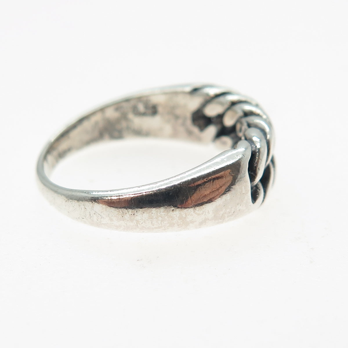 925 Sterling Silver Vintage Curb Chain Oxidized Ring Size 6.25