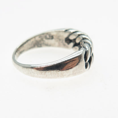 925 Sterling Silver Vintage Curb Chain Oxidized Ring Size 6.25