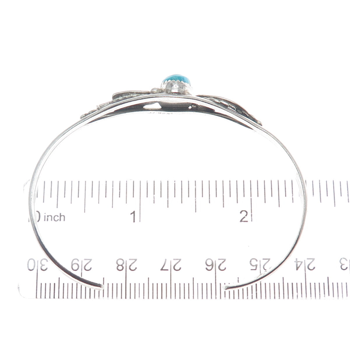 JERRY JOHNSON Old Pawn 925 Sterling Turquoise Feather Adjustable Bracelet 5.75"