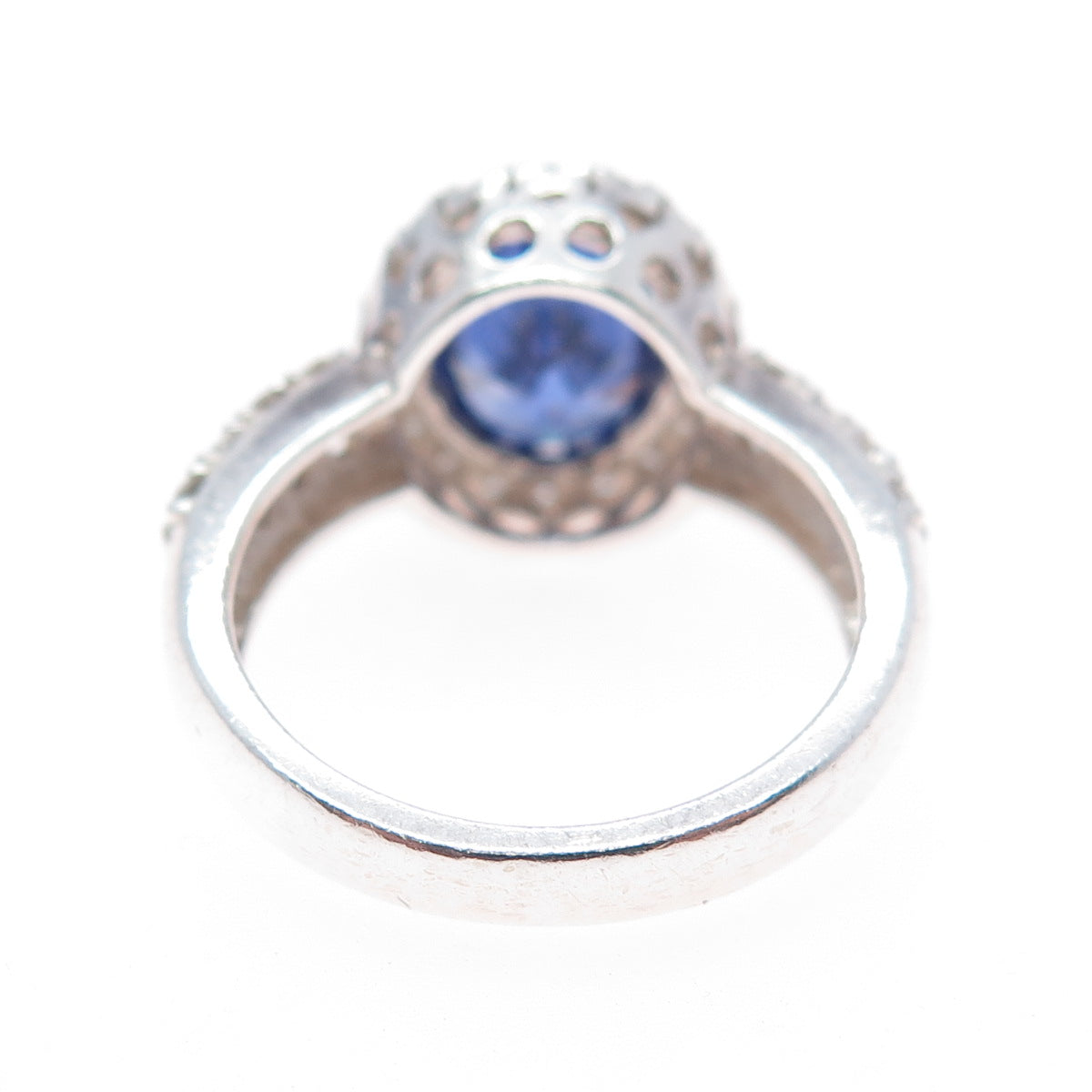 925 Sterling Silver Blue & White C Z Bohemian Ring Size 7