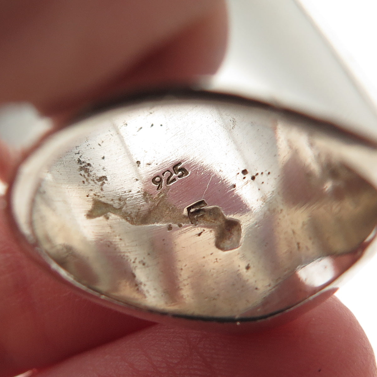AF Design 925 Sterling Silver Vintage Modernist Hammered Ring Size 6.5