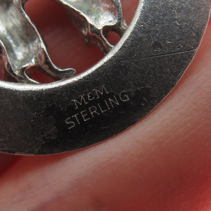 MARK MERCY 925 Sterling Silver Vintage Poodle Dog Round Pendant