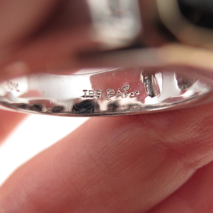 925 Sterling Silver 10K Gold Real Diamond & Black Onyx Ring Size 10.25