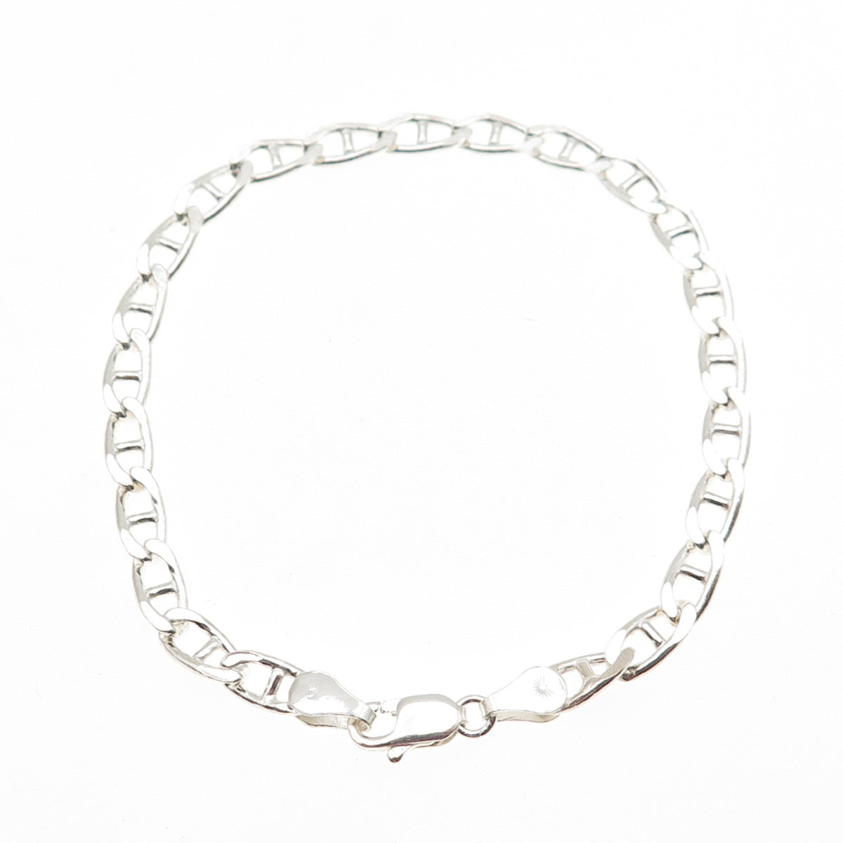 925 Sterling Silver Italy Anchor Mariner Link Bracelet 6.75"