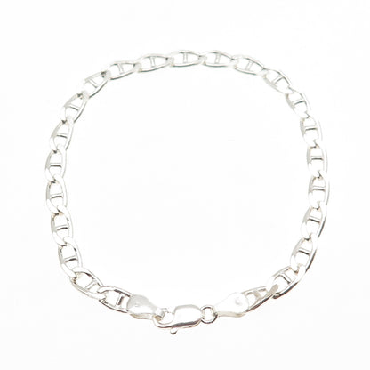 925 Sterling Silver Italy Anchor Mariner Link Bracelet 6.75"