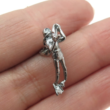 925 Sterling Silver Antique Art Deco Diver 3D Charm Pendant