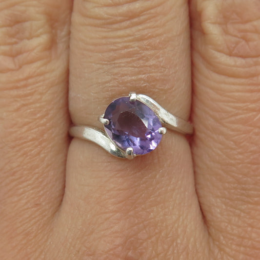 925 Sterling Silver Real Amethyst Gemstone Ring Size 6.75