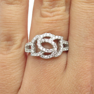 925 Sterling Silver Pave C Z Ring Size 5.5