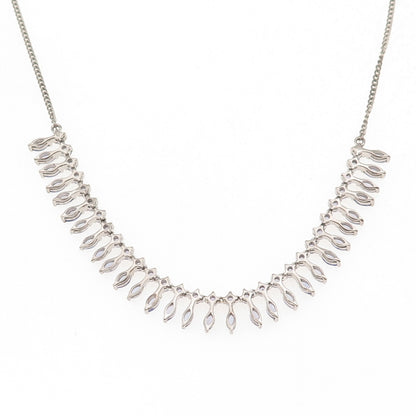 925 Sterling Silver Real Round & Marquise-Cut Tanzanite Chain Necklace 18-20"