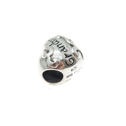 925 Sterling Silver Vintage Grandma Heart Bead Charm