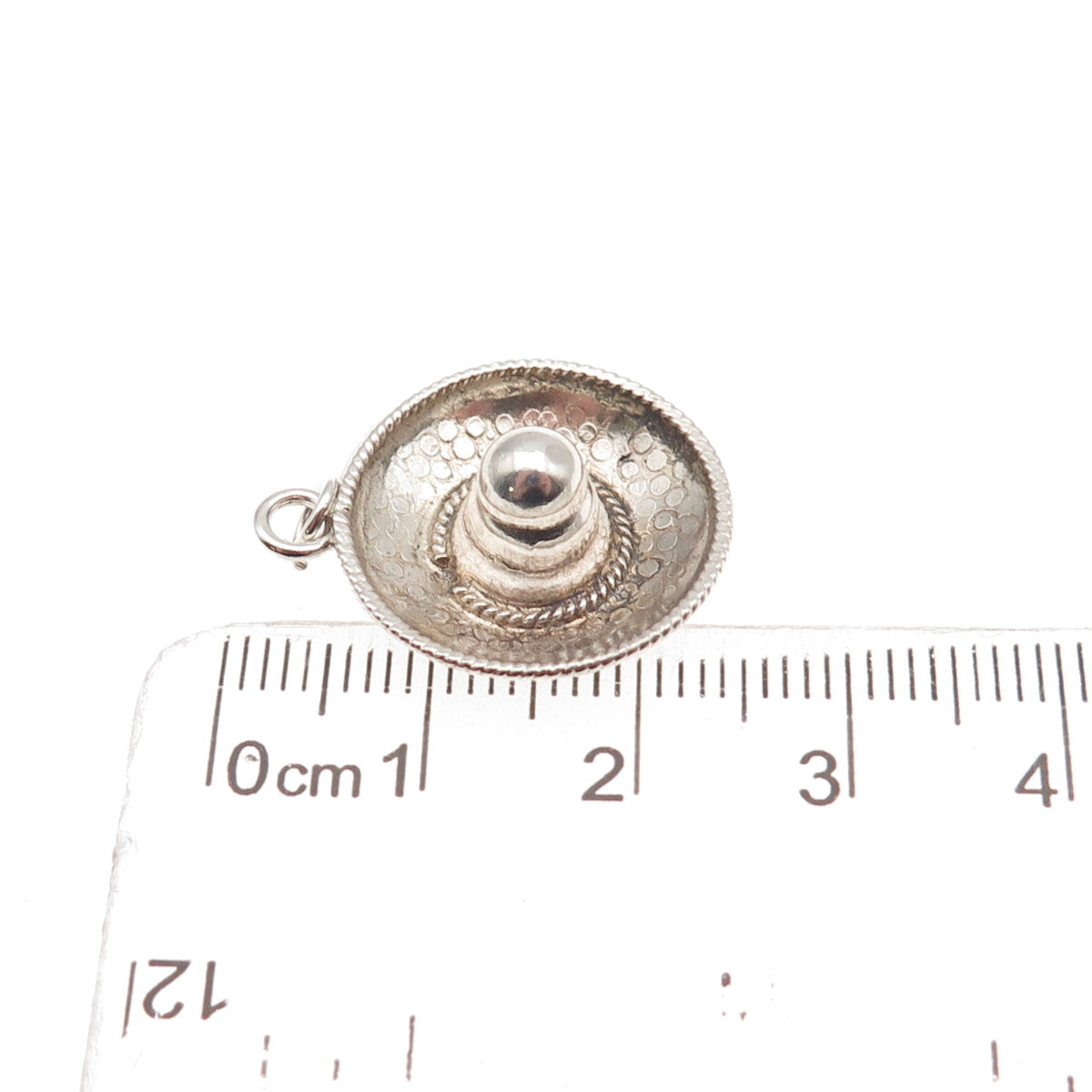 925 Sterling Silver Vintage Sombrero Hat Oxidized 3D Charm Pendant