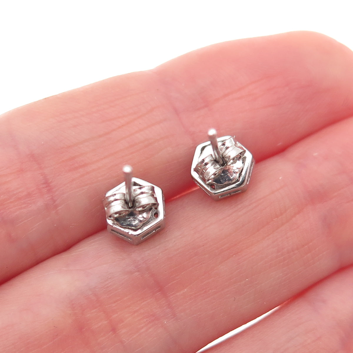 925 Sterling Silver Round-Cut C Z Stud Earrings