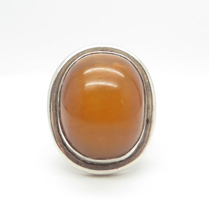 TSJC Tom Jenny Schlecht Sterling Silver Vintage Real Egg Yolk Amber Ring Size 6