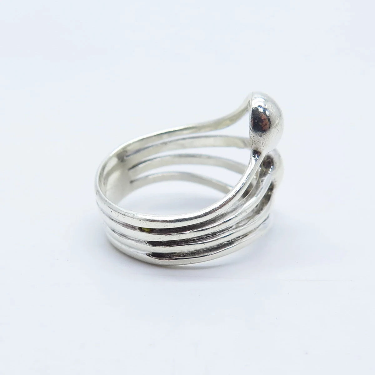 925 Sterling Silver Vintage Beaded Multi-Bar Ring Size 7.75