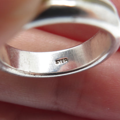 925 Sterling Silver Vintage Enamel Wedding Band Ring Size 5