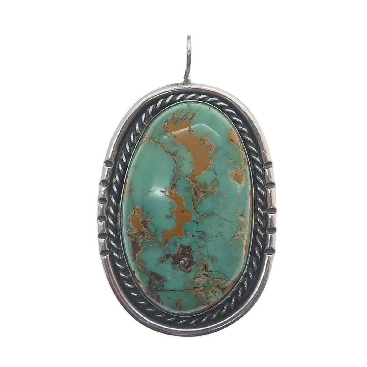 Old Pawn Sterling Silver Vintage Southwestern Royston Turquoise Tribal Pendant