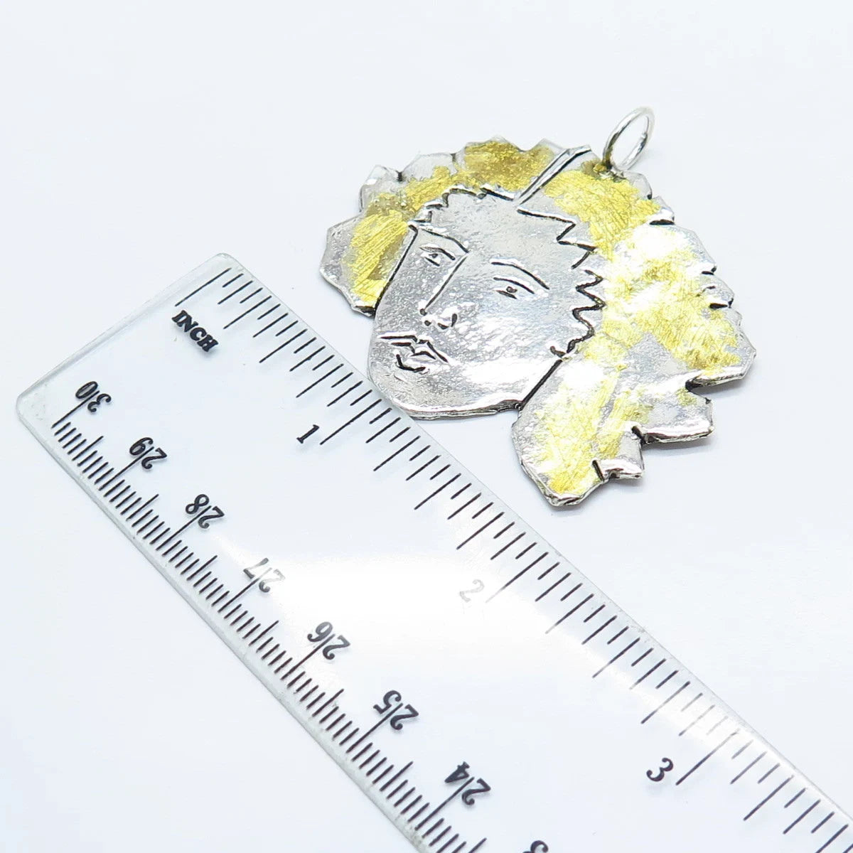 925 Sterling Silver 2-Tone Vintage Man Face Pendant