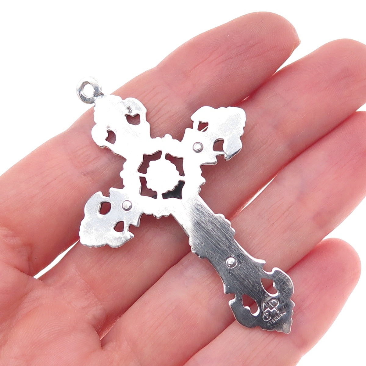 925 Sterling Silver Vintage Crucifix Cross Oxidized Pendant