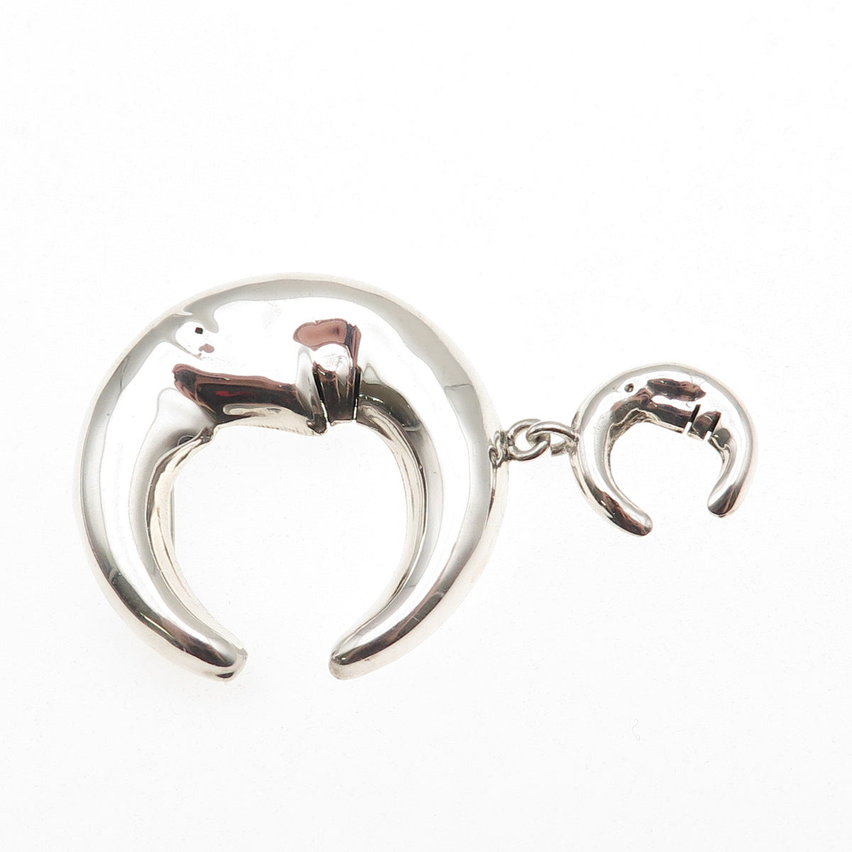 925 Sterling Silver Vintage Mexico Man in The Moon Crescent Pin Brooch