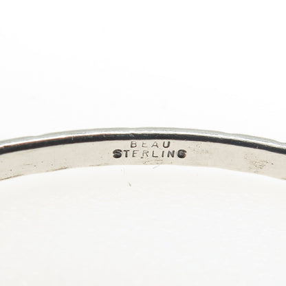 BEAU 925 Sterling Silver Vintage Engraved Bangle Bracelet 8"