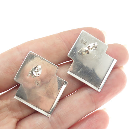 GREAT FALLS METAL WORKS 925 Sterling Silver Vintage MOP & Lapis Lazuli Earrings