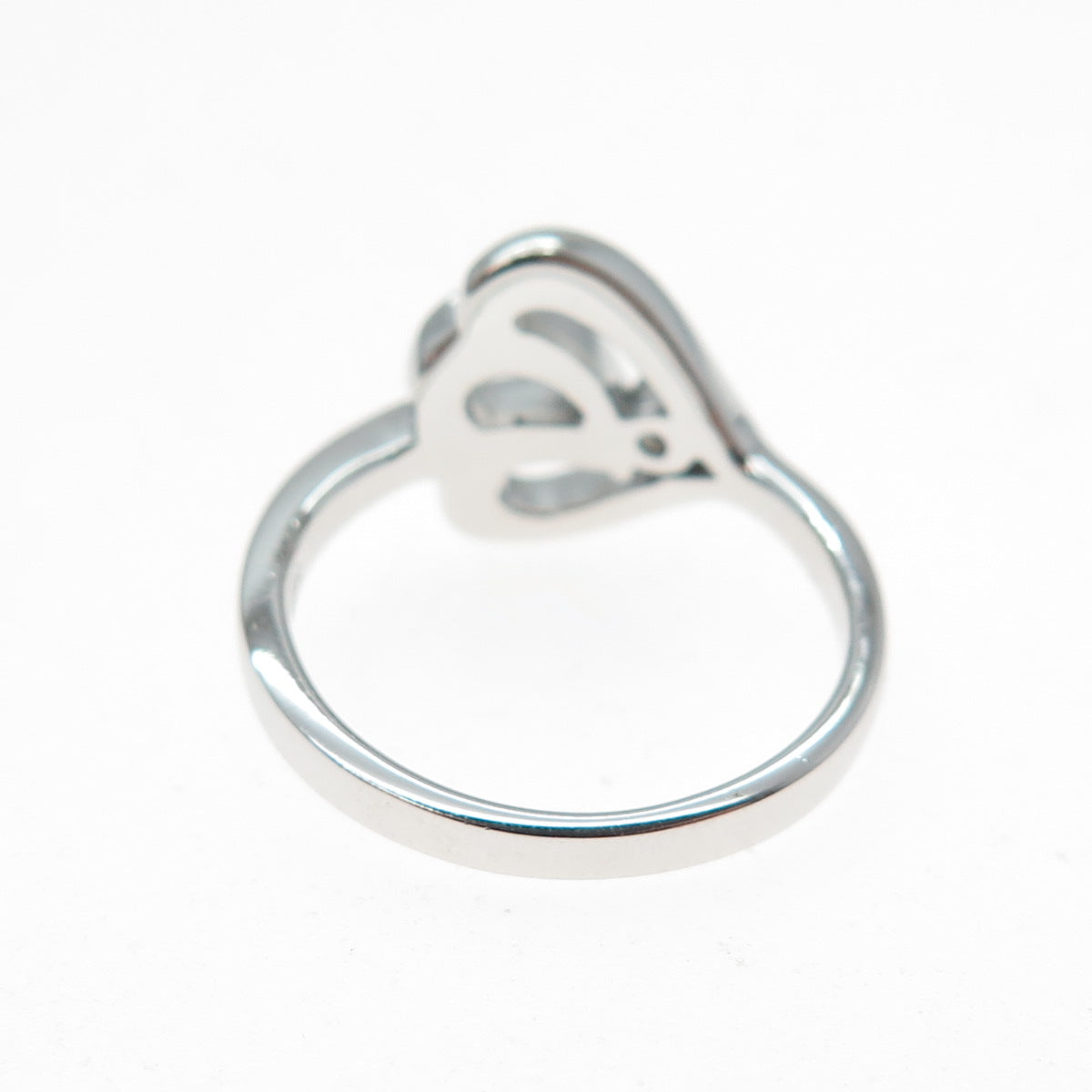925 Sterling Silver Round-Cut C Z Modernist Heart Ring Size 7.25