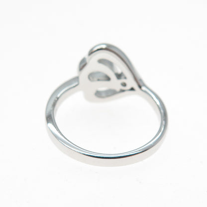925 Sterling Silver Round-Cut C Z Modernist Heart Ring Size 7.25