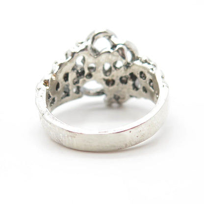 925 Sterling Silver Vintage Swirl Modernist Ring Size 5.5