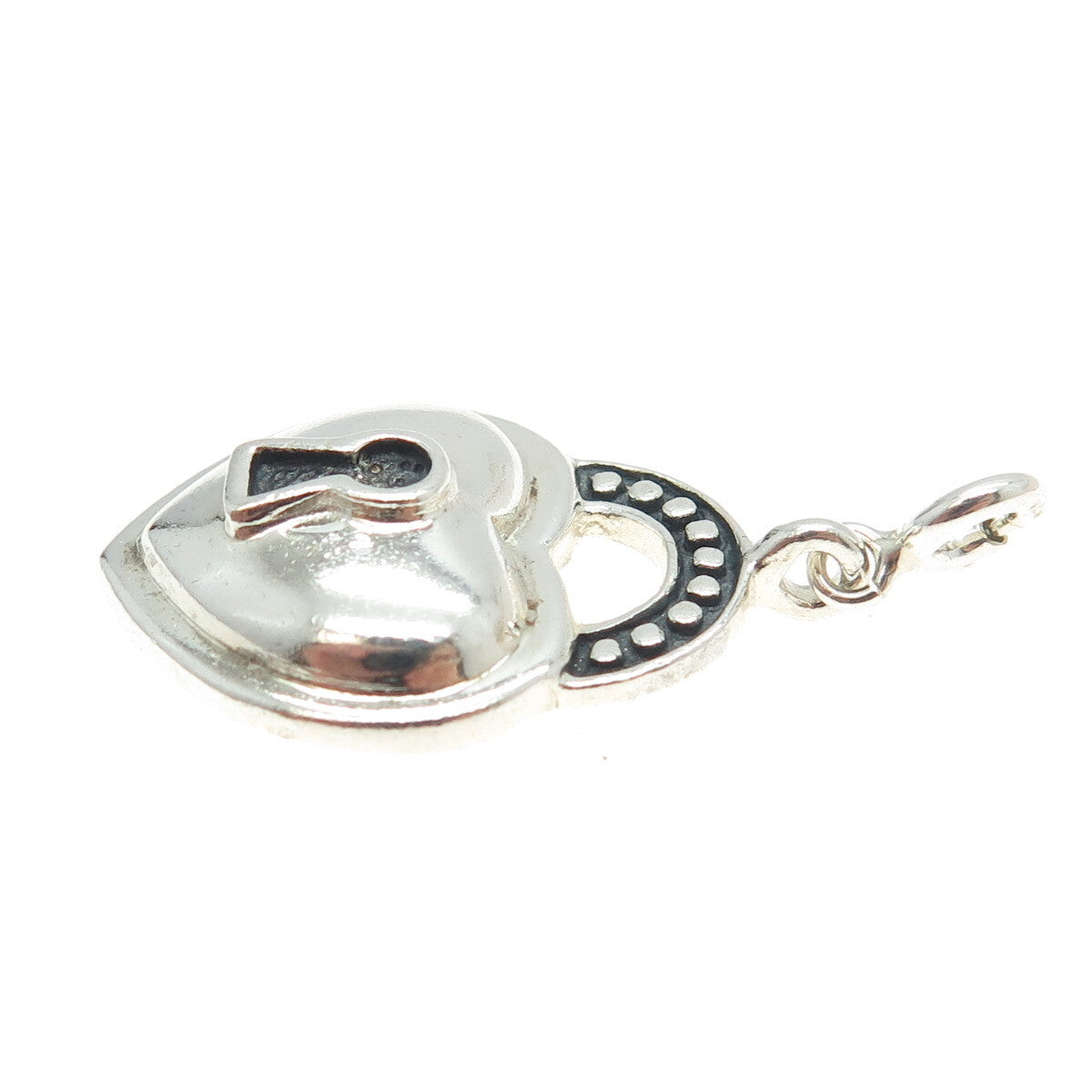 925 Sterling Silver Vintage Heart Lock Charm Pendant